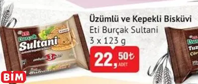 ETİ BURÇAK SULTANİ ÜZÜMLÜ VE KEPEKLİ BİSKÜVİ